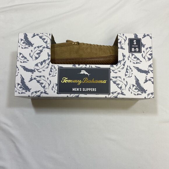 Tommy Bahama Slippers Men's Small 8/9 Brown Cognac Preppy Sherpa Lined  Comfort - Picture 6 of 10